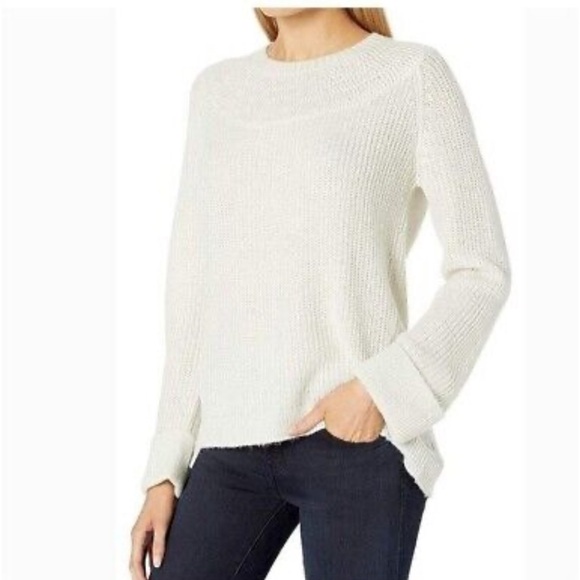 PAIGE Sweaters - PAIGE Women's Chunky Knit Metallic Baskin Sweater Long Sleeve White Silver